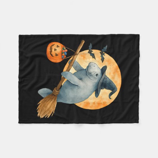 Manatee Witch Pet Pompoen Halloween Kostuum Mannen Fleece Deken (Voorkant (Horizontaal))