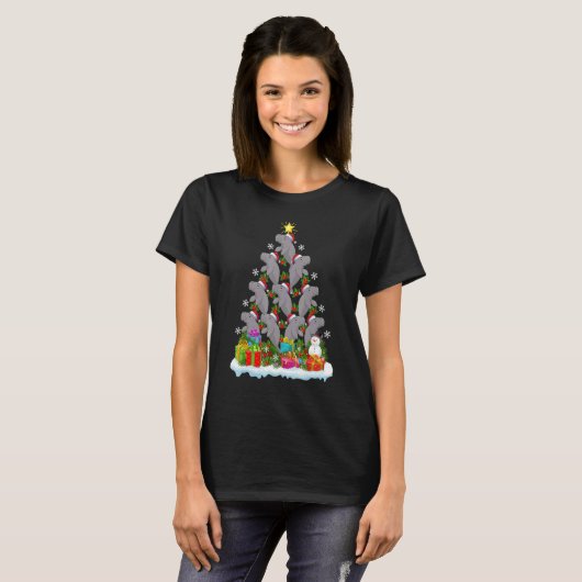 Manatee   Xmas Holiday   Manatee Christmas Tree T-shirt (Voorkant volledig)