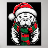 Manatee Xmas Santa Hat F Christmas Costume  Poster (Voorkant)