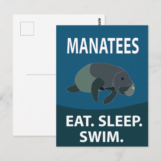 Manatee Zee Koe Dier Manatee Briefkaart (Voorkant / Achterkant)