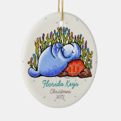 Manatee Zee Turtle Tropical Vacation Keepslag Keramisch Ornament (Rechts)