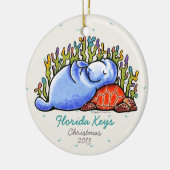 Manatee Zee Turtle Tropical Vacation Keepslag Keramisch Ornament (Links)
