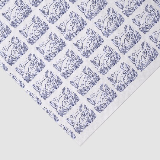 Manatee zwemmen onder water #2 tekening tissuepapier (Detail)