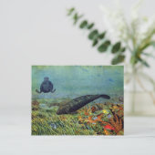 Manateeg en kleurrijke vis briefkaart (Staand voorkant)