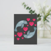 Manateeg in Love Romantic Valentijnsdag Animals Briefkaart (Staand voorkant)