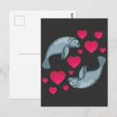 Manateeg in Love Romantic Valentijnsdag Animals Briefkaart (Voorkant / Achterkant)