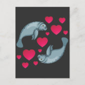 Manateeg in Love Romantic Valentijnsdag Animals Briefkaart (Voorkant)