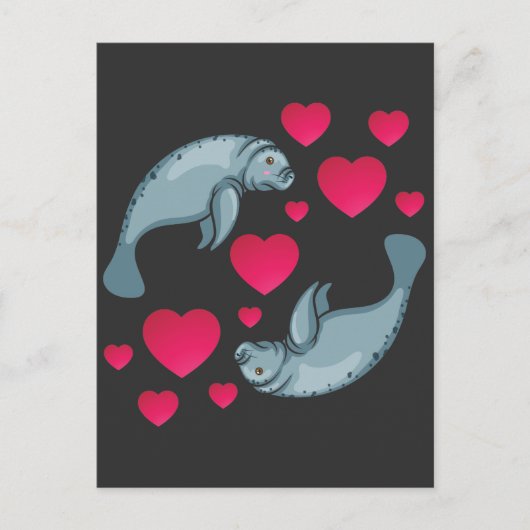 Manateeg in Love Romantic Valentijnsdag Animals Briefkaart (Voorkant)