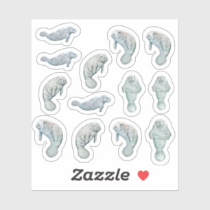 Manatees Aangepaste Vinyl Sticker Blad 3"