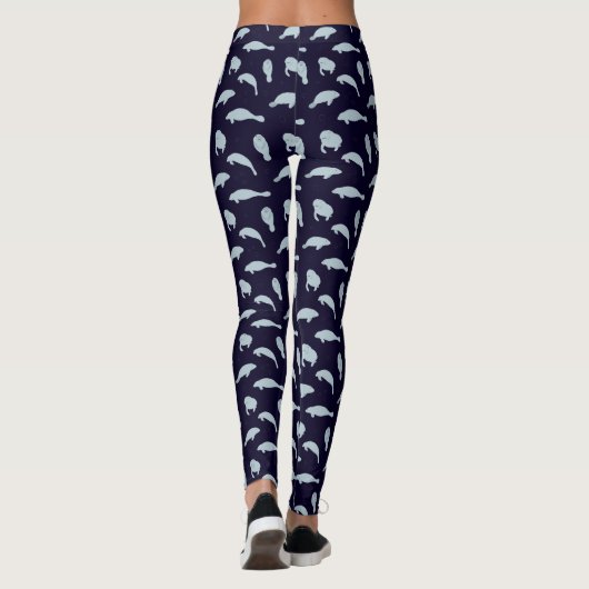 Manatees Schattige Blue Patterned Leggings (Achterkant)