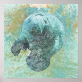 Manatein in water kustwerk poster