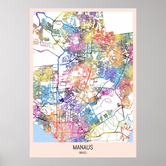 Manaus Brazilië Stadsplattegrond Poster (Voorkant)