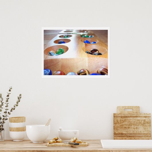 Mancala-bord en stukken poster (Keuken)