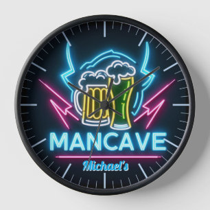 Mancave Bar Klok Neon Beer Custom Name Dads