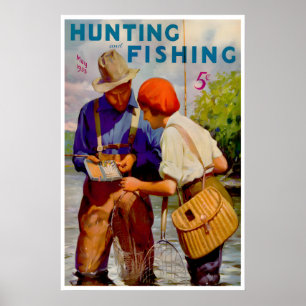 Mancave Jachtkunst Visposter Vintage Print