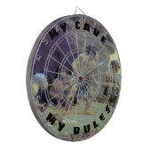 Mancave Mijn Grot Mijn Regels Grappig Dartbord (Voorkant Links)