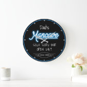 Mancave Neon Blue Script Dad's Any Name Bar Retro Grote Klok (Huis)