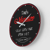 Mancave Red Script Dad is any name Black Bar Grote Klok (Hoek)