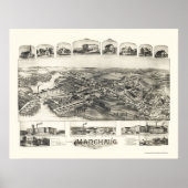 Manchaug, MA Panoramic Map - 1891 Poster (Voorkant)