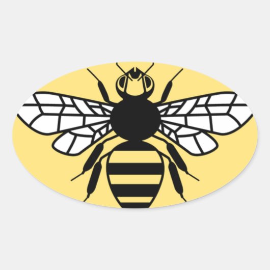 Manchester Bee Ovale Sticker (Voorkant)