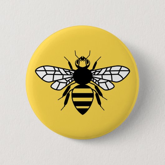 Manchester Bee Ronde Button 5,7 Cm (Voorkant)