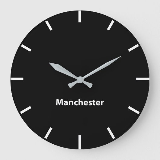 Manchester Black Face Time Zone Newsroom Wall Grote Klok (Voorkant)