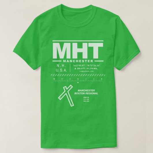 Manchester-Boston Regional Airport MHT T-shirt (Design voorkant)