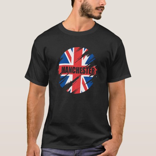 Manchester Britse vlag Engeland Verenigd Koninkrij T-shirt (Voorkant)