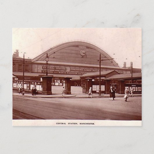 Manchester, centraal station briefkaart (Voorkant)