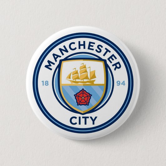 Manchester City Broche Ronde Button 5,7 Cm (Voorkant)