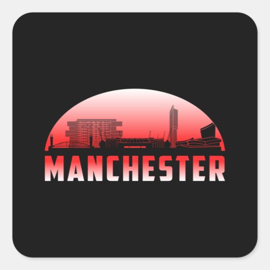 Manchester City Cityscape Skyline Funny Gift Idea Vierkante Sticker (Voorkant)