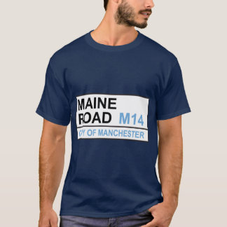 Manchester City Footballeam Maine Road Street Sign T-shirt