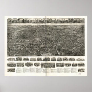 Manchester Connecticut 1914 Panorama Poster