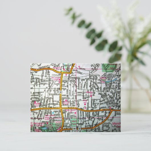 MANCHESTER, CT Kaart Briefkaart (Staand voorkant)