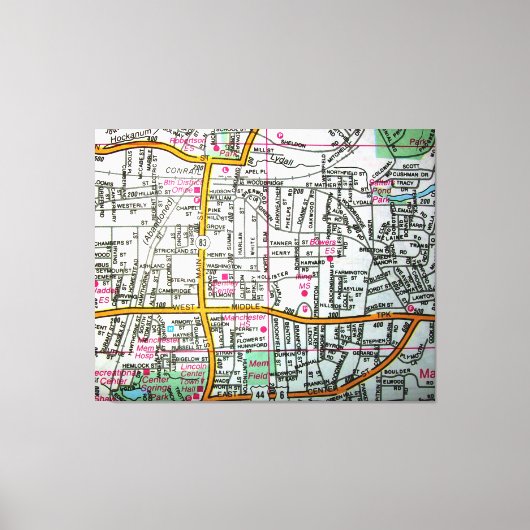 MANCHESTER, CT  Kaart Canvas Afdruk (Voorkant)