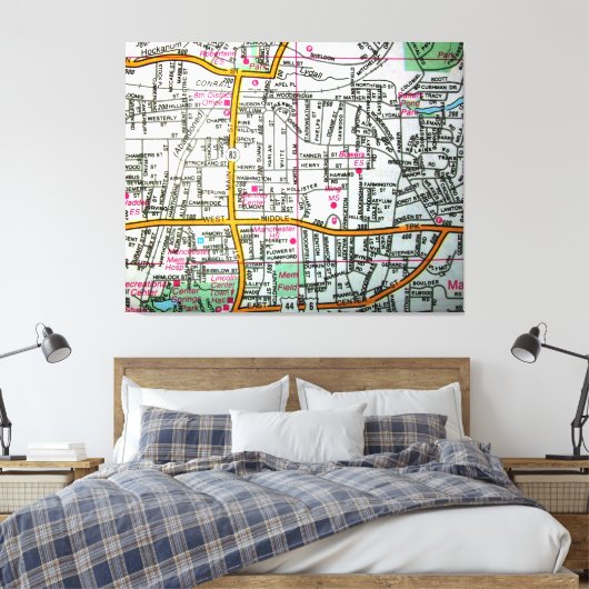 MANCHESTER, CT Kaart Canvas Afdruk (Insitu (Slaapkamer))
