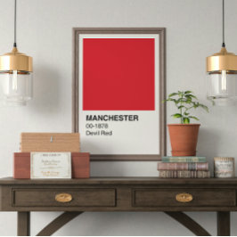 Manchester Devil Rood - Witte grens Perfect Poster