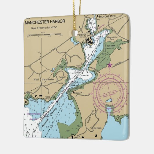 Manchester door het Zee MA Chart Keramisch Ornament (Links)
