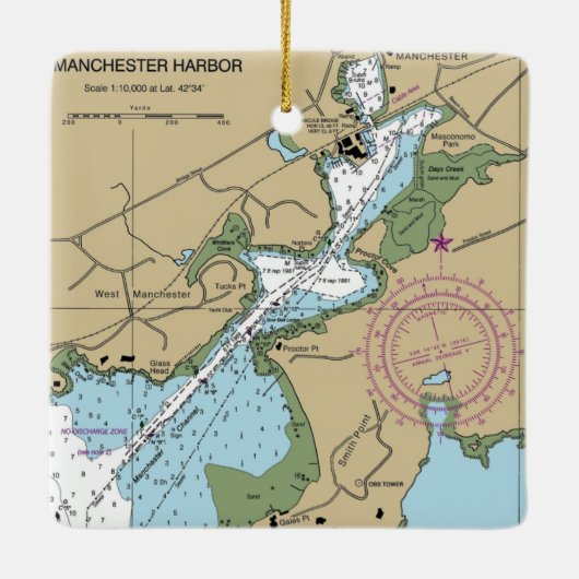 Manchester door het Zee MA Chart Keramisch Ornament (Achterkant)