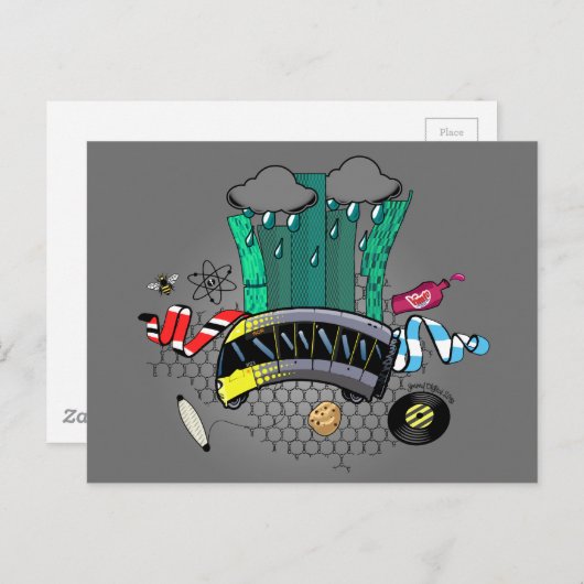 Manchester en Greater Manchester met bijen en tram Briefkaart (Voorkant / Achterkant)