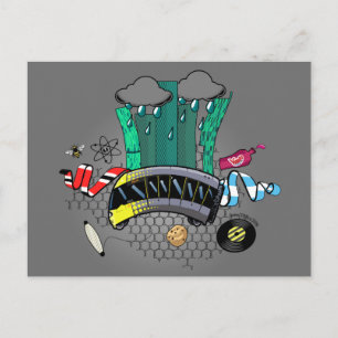 Manchester en Greater Manchester met bijen en tram Briefkaart