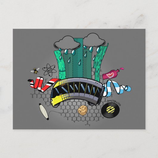 Manchester en Greater Manchester met bijen en tram Briefkaart (Voorkant)