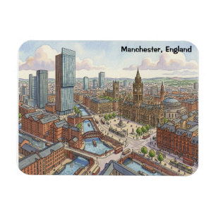 Manchester Engeland Aquarel Illustratie Magneet