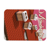 Manchester, Engeland, cartoon reisposter Magneet (Horizontaal)