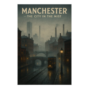 Manchester, Engeland – De Stad in de Nevel Perfect Poster