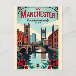 Manchester Engeland Retro Reisposter Kunst Briefkaart