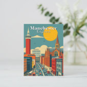 Manchester, Engeland Retro Urban Art Briefkaart (Staand voorkant)