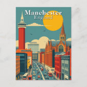 Manchester, Engeland Retro Urban Art Briefkaart (Voorkant)