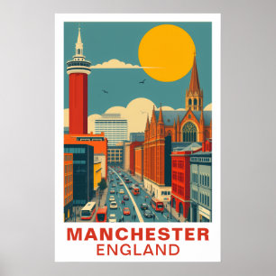Manchester Engeland Vintage Reis Kunst Poster