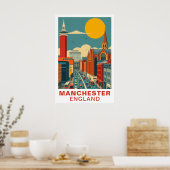 Manchester Engeland Vintage Reis Kunst Poster (Keuken)